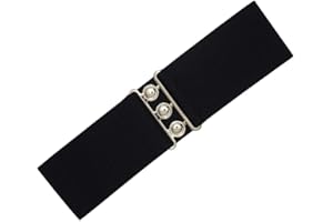 Ro Rox Retro Vintage Belt | Elastic Women's Belt |50s Nurse Stretchy Belt With Silver Buckle & Clasp | Waist Elasticated Belt
