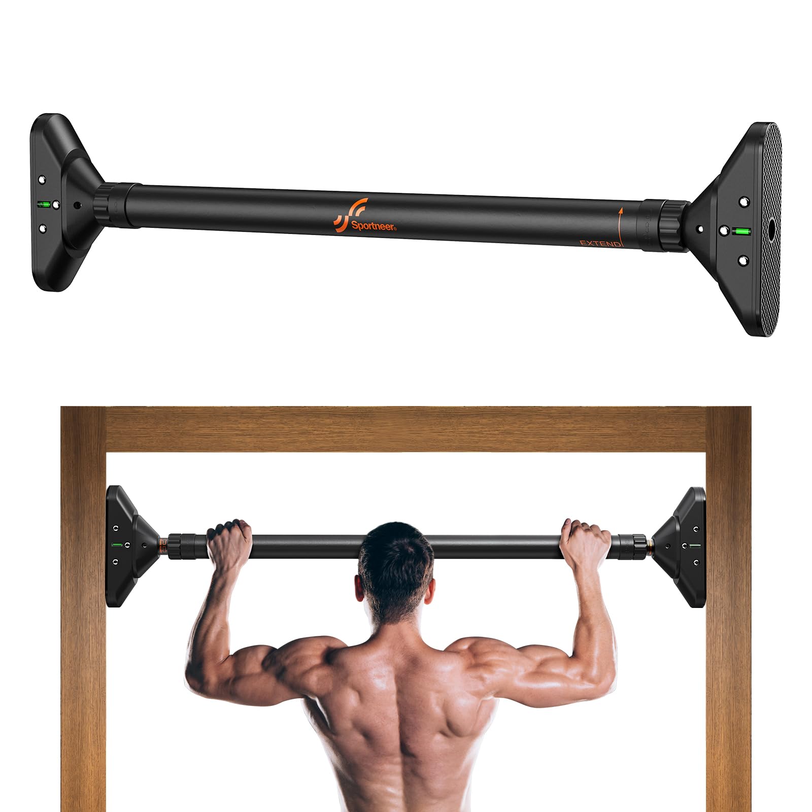 Sportneer Pull Up Bar Doorway Chin Up Bar No Screws Door Frame Chin Up Push Up Sit Up Bar Adjustable 75-94cm (29.5