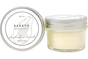Scented Candle Soy Wax Blend Handpoured in Canada (Papaya, 4 oz)