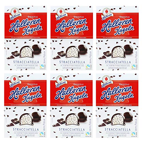 6er Pack Original Halloren Kugeln Stracciatella (6 x 125 g) Hallorenkugeln Halloren Schokolade