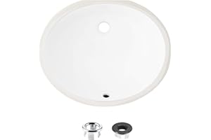 Stylish Oval Bathroom Sink 19 1/2 x 16 Inch Ceramic Porcelain Undermount Bathroom Sinks Enamel Glaze Finish Smooth and Stain 