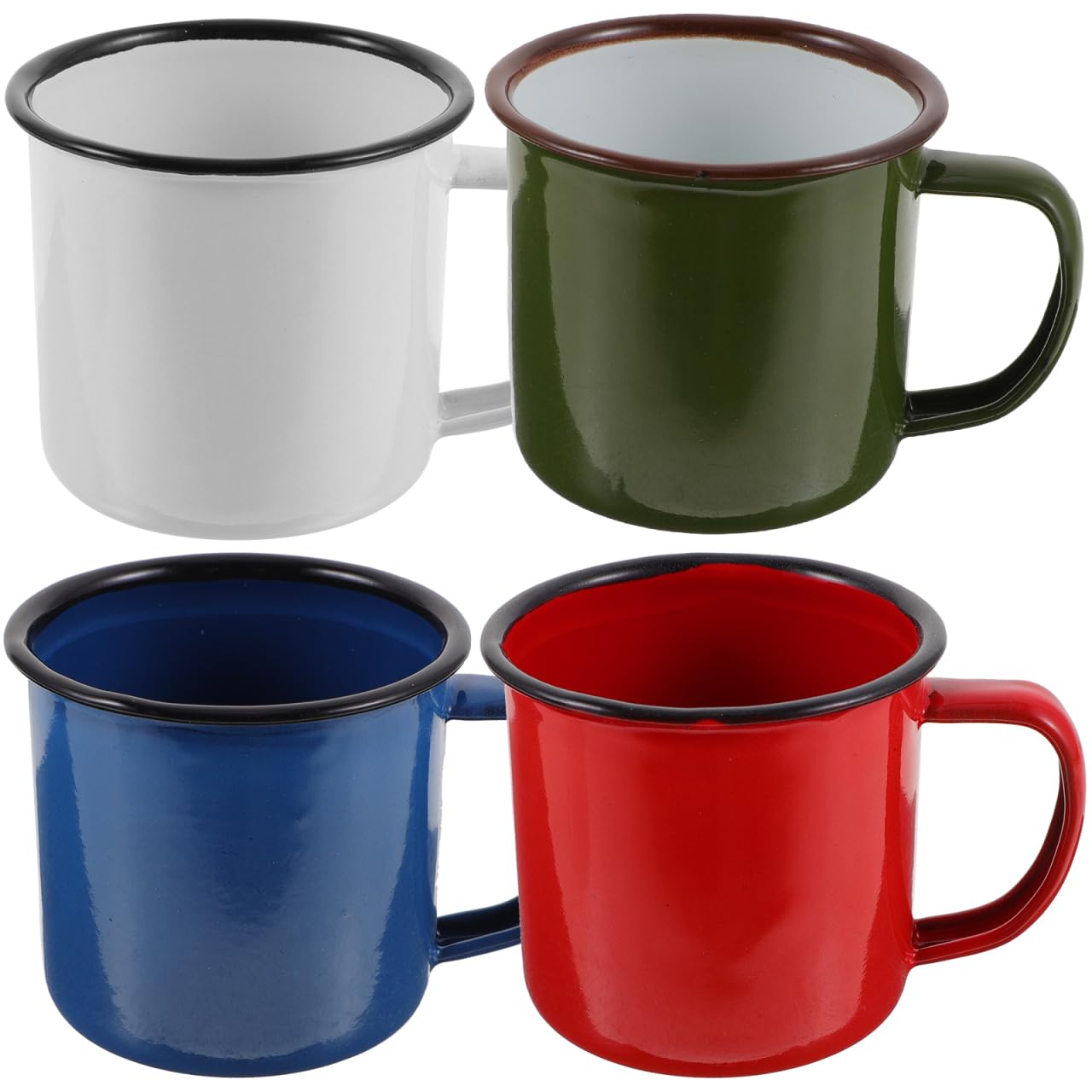 Luxshiny Retro Enamel Mug Set of 4 8Oz Vintage Small Wine Cups with Heat-Resistant Handle Multi-Functional Drinkware for Home Outdoor Travel