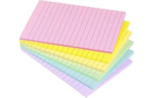 VANPAD Lined Sticky Notes 4X6 in Pastel Ruled Post Stickies Colorful Super Sticking Memo Pads Its, 45 Sheets/pad, 6 Pads/Pack