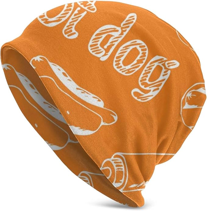 Slouchy Hot Dog Print Hat Turban Head Cap Skullies Hat for Men & Women