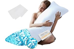 DOWNCOOL Memory Foam Body Pillow Insert with Fiber Cover - Large Full Body Pillows for Adults - Soft Long Bed Pillows for Side Sleepers - 20x54 inch (White, with Cover)
