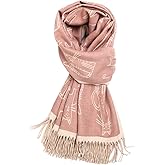 Women's Fringed Scarf Cat Print Pattern Cape Winter Cashmere Feeling Shawl Warm Wrap