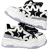 Star Shoes Walking Cute Sneakers for Women Thick Sole Y2K Shoes Walking Shoes Flat Platform Chunky Kawaii Style