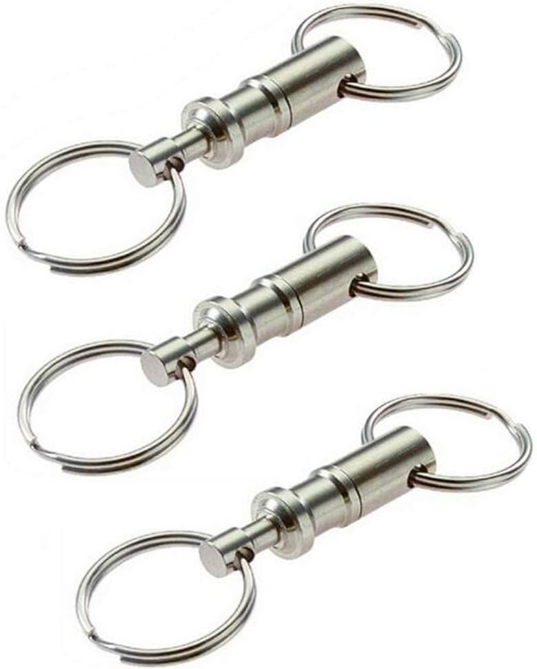 Upstore 3PCS Silver Portable Detachable Metal Steel Pull-Apart Key Rings Keychains Heavy Duty Durable Key Ring Snap Lock Key Holder Organizer