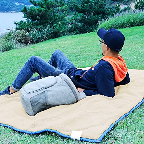 Kawagebo Kamp Sherpa Fleece Camping Blanket, Combined 2 IN 1 Ultra Soft