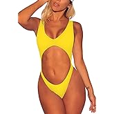 Viottiset Women's Cutout High Cut One Piece Thong Swimsuit Bikini Monokini Bandage