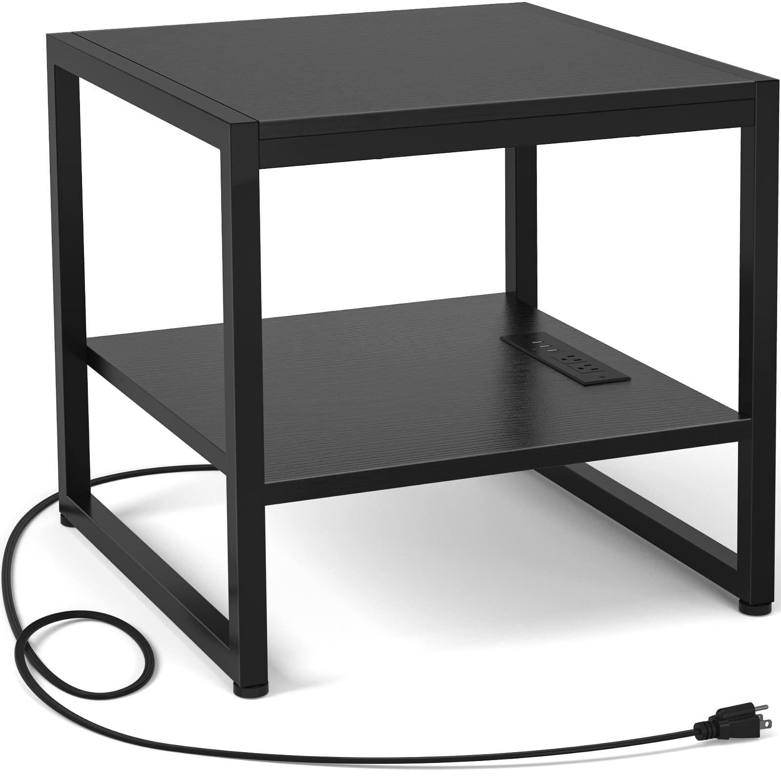 Mua Homieasy End Table with Charging Station, 20 Inch Square Side Table