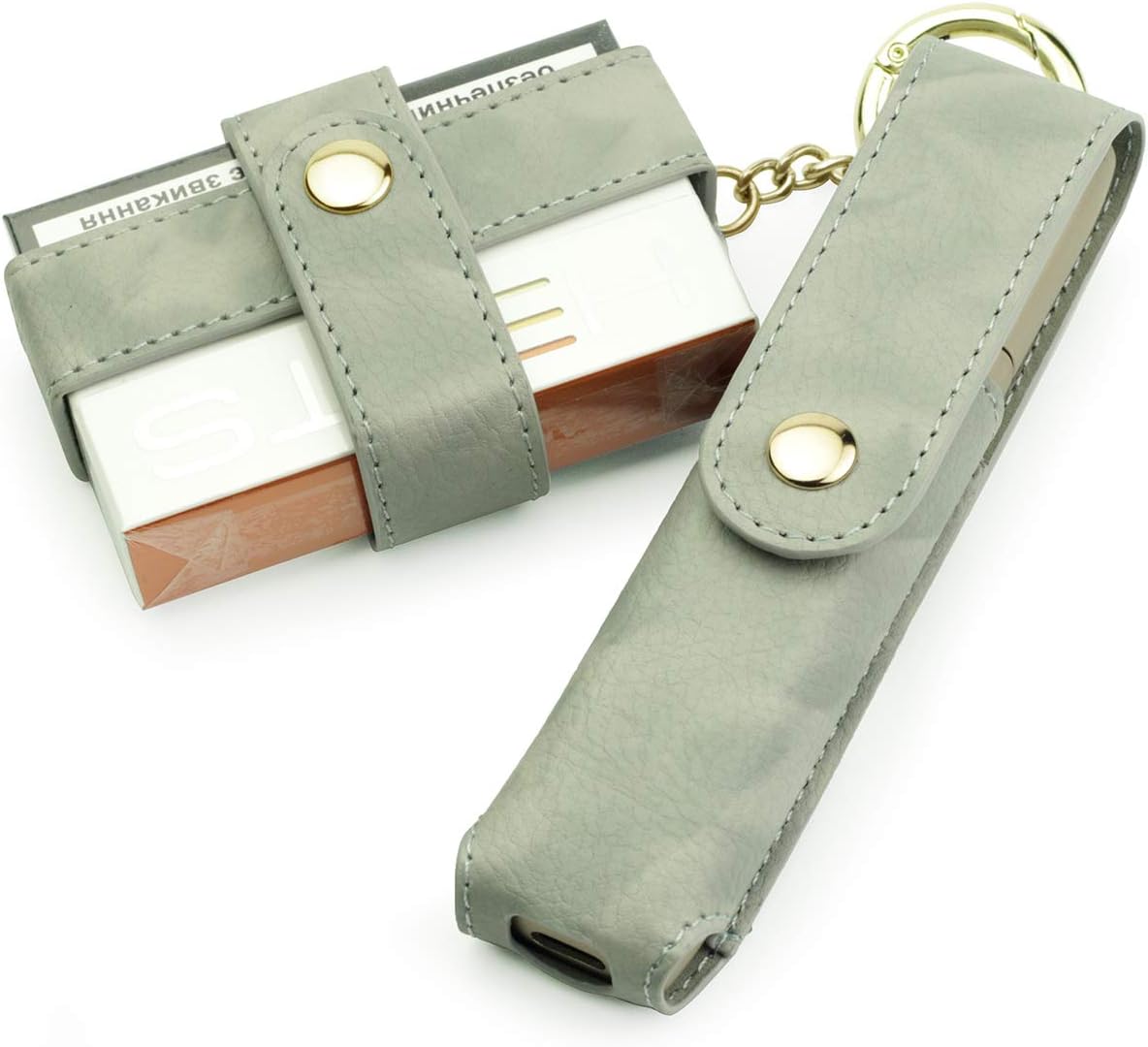 TYTX Leather Case for IQOS 3.0 Compact Protective Holder Cigar Cover with Carabiner (Grey)