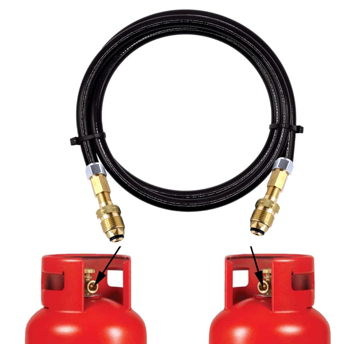 Gomet LPG Gas Bottle Refill Set Adaptors to Fill Empty Propane Gas Cylinder with 8mm Hose Pipe (1 Meter)