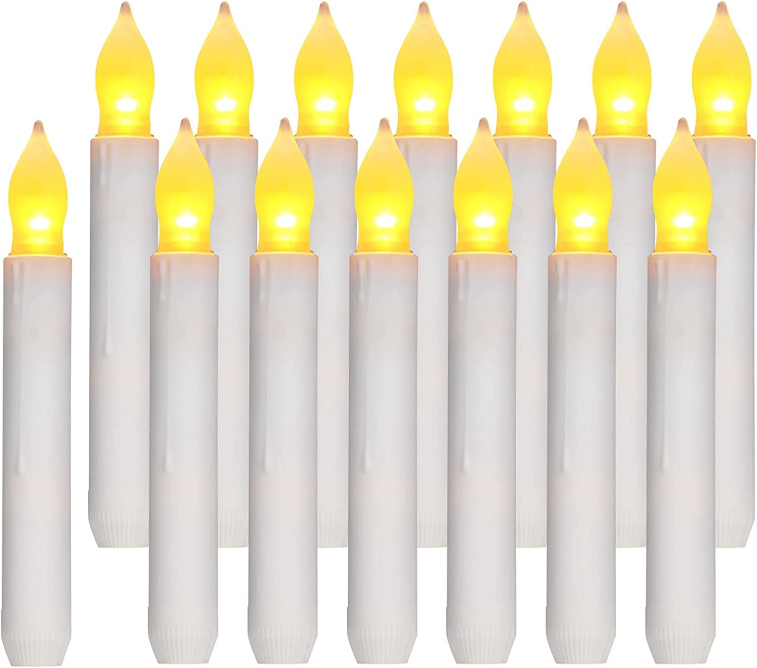ORIA 12PCS LED Taper Candle Lights, Harry Potter Floating Candles, Battery Operated Flameless Flickering for Valentine's Day Party Christmas Party Wedding Decorations, Dia 0.79" x 6.5"