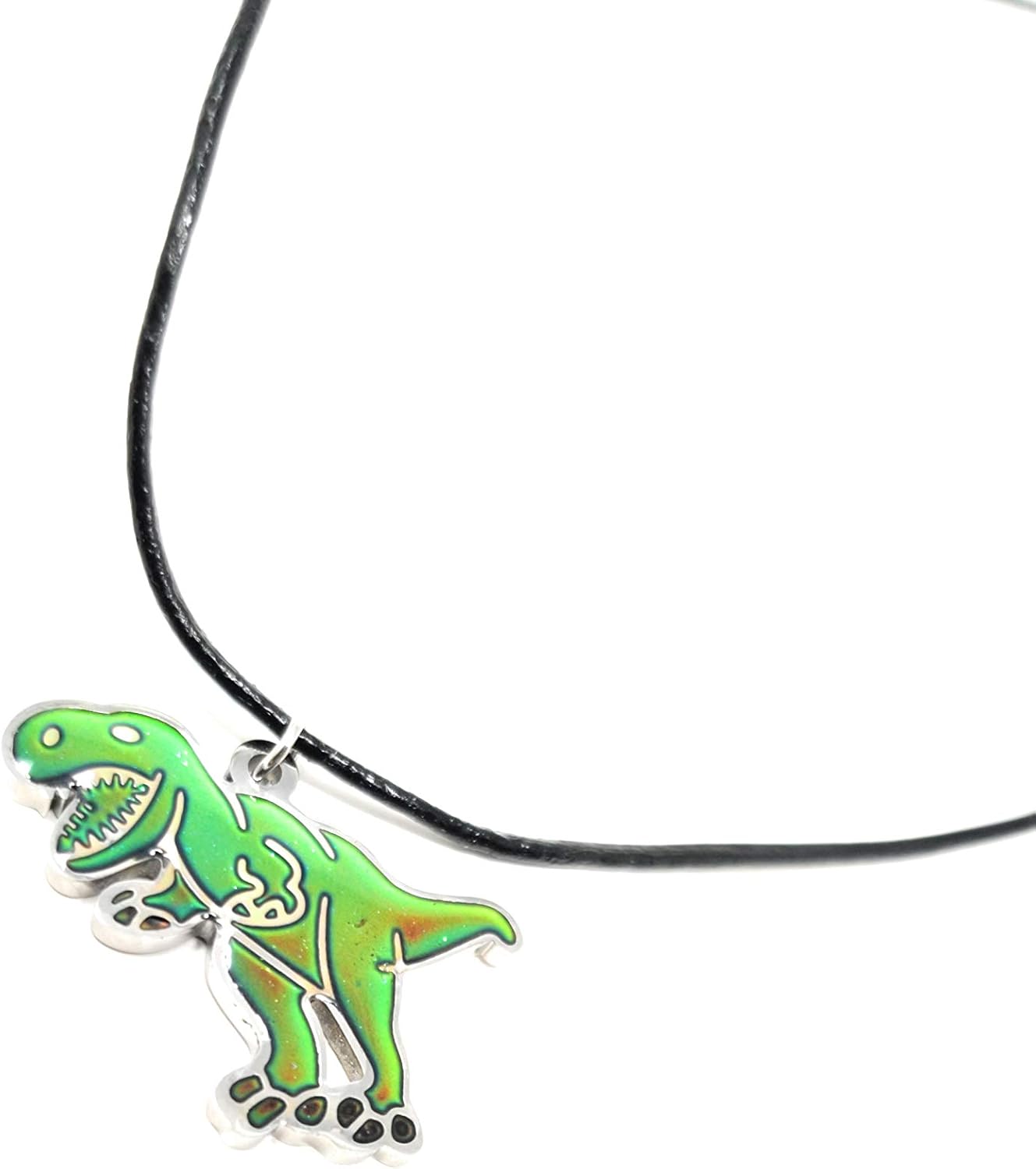 Ello Elli T-Rex Dinosaur Color Changing Mood Pendant Necklace for Boys & Girls: Clothing
