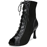 YYTing Women Suede Ballroom Dance Boots Latin Salsa Dress Shoes Practice Footwear 2.5inch 3.5inch Heels YT22