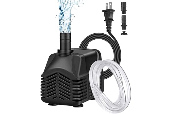 MOSFiATA Submersible Water Pump, Ultra Quiet 400GPH Water Pump with 7.2ft High Lift, Fountain Pump with 8ft Power Cord, 2 Noz