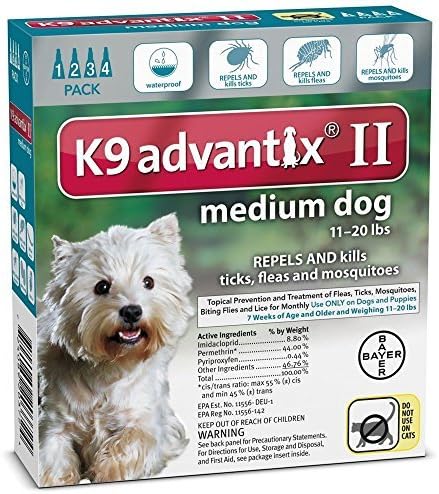 K9 Advantix ii Medium Dog 11-20 lbs 4 Packs Great Deal! by K9 Advantix 2