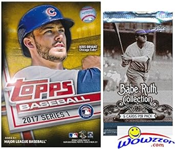 2017 Topps Series 1 MLB Baseball EXCLUSIVE Factory Sealed Hanger Box with 72 Cards including (2) MLB Award GOLD PARALLELS Plus BONUS Babe Ruth Collection Pack! Look for Autograph & Relics! Wowzzer!