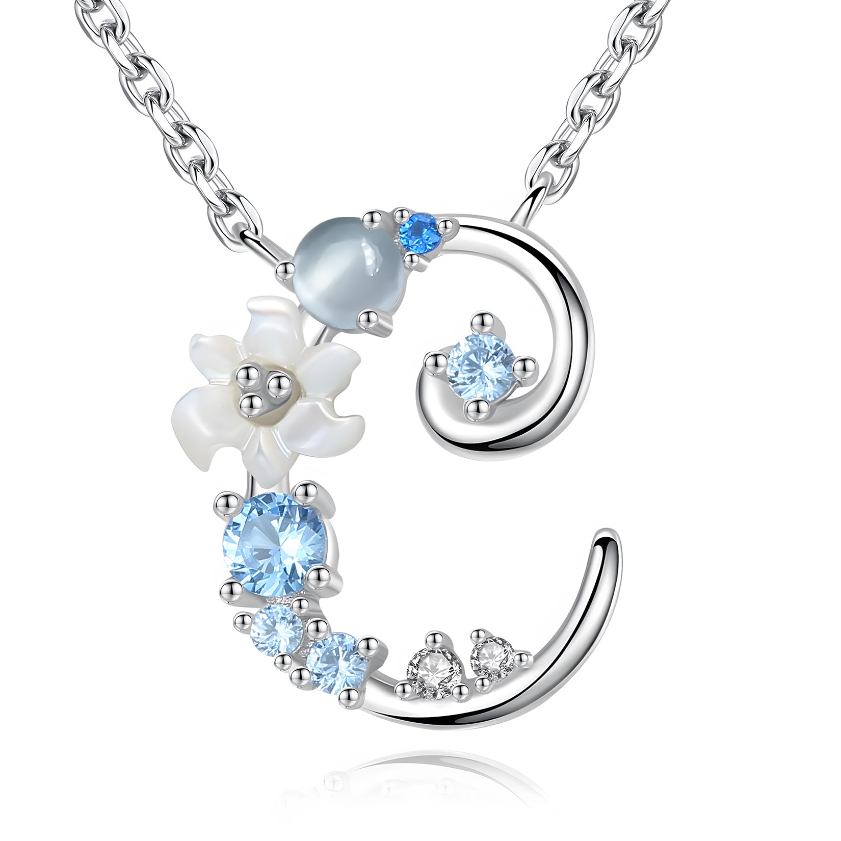 VIKI LYNN Letter C Initial Necklace 925 Sterling Silver Cubic Zirconia Personalised Gifts for Girls — image 1