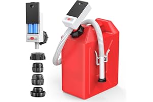 TINRIEF Automatic Fuel Transfer Pump with Auto Stop Sensor Overfill Protection, Fast and Safe Portable Gas Can Pump with 3 Can Adapters & 51'' Extra Long Hose for Oil, Diesel, Gasoline