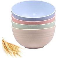 Unbreakable Cereal Bowls - 24 OZ Wheat Straw Fiber Lightweight Bowl Sets 4 - Dishwasher & Microwave Safe - for,Rice,Soup…