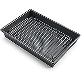 Chicago Metallic Petite Roast Pan Set with Rack, 10x7 inch Nonstick Toaster Oven Baking Pan, Perfect for Single Serving Meals and Small Batch Cooking