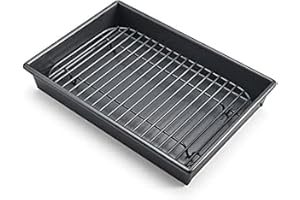 Chicago Metallic Petite Roast Pan Set with Rack, 10x7 inch Nonstick Toaster Oven Baking Pan, Perfect for Single Serving Meals and Small Batch Cooking