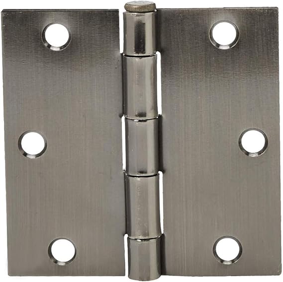 AmazonBasics Square Door Hinges, 3.5 Inch x 3.5 Inch, 12 Pack, Satin
