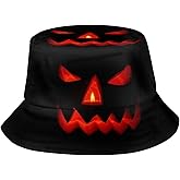 Funny Halloween Cute Fall Pumpkin Face Orange Bucket Hats for Women Men Outdoor Fisherman Sun Cap