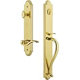 Grandeur 849703 Hardware Arc One-Piece Handleset with S Grip and Bellagio Lever, Dummy Entry Set, Lifetime Brass