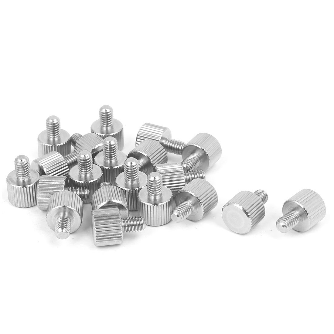 Sourcingmap Computer PC Case M4 x 6mm Stainless Steel Flat Head Knurled Thumb Screw 20pcs
