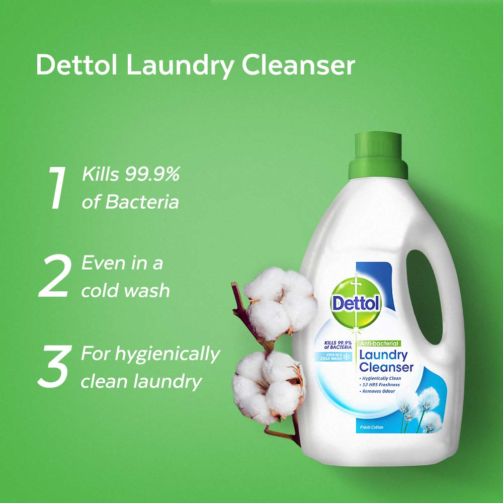 Dettol Antibacterial Laundry Cleanser, Fresh Cotton, 2.5 Litre Buy Online in UAE. dettol