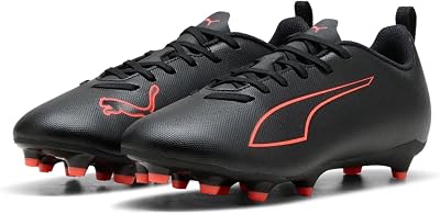 Youth Ultra 6 Play FG/AG - Botas de fútbol, Puma Negro Puma Rojo, 4.5 UK