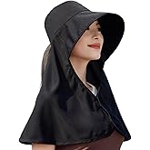 HUAMULAN Women Wide Brim Sun Hat Summer Ponytail Safari Fishing Hats Visor Caps with Neck Flap UV Protection Packable