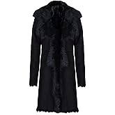 Ladies Black Women's Real Toscana Sheepskin Leather Suede Jacket Trench Coat
