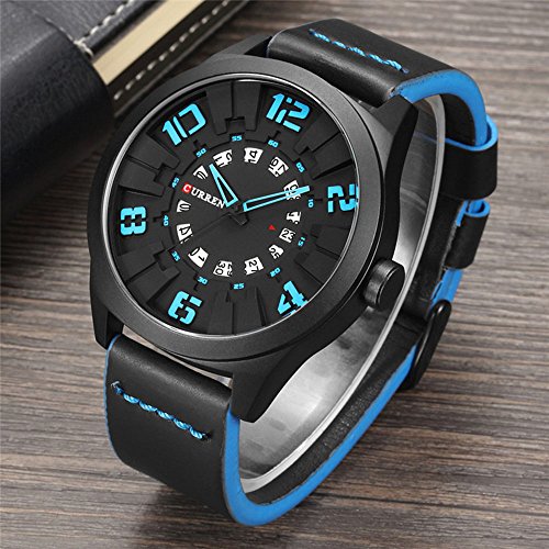 Curren hombres reloj moda lujo deporte hombres militares reloj de pulsera cuero marrón cuarzo reloj - Imagen 4