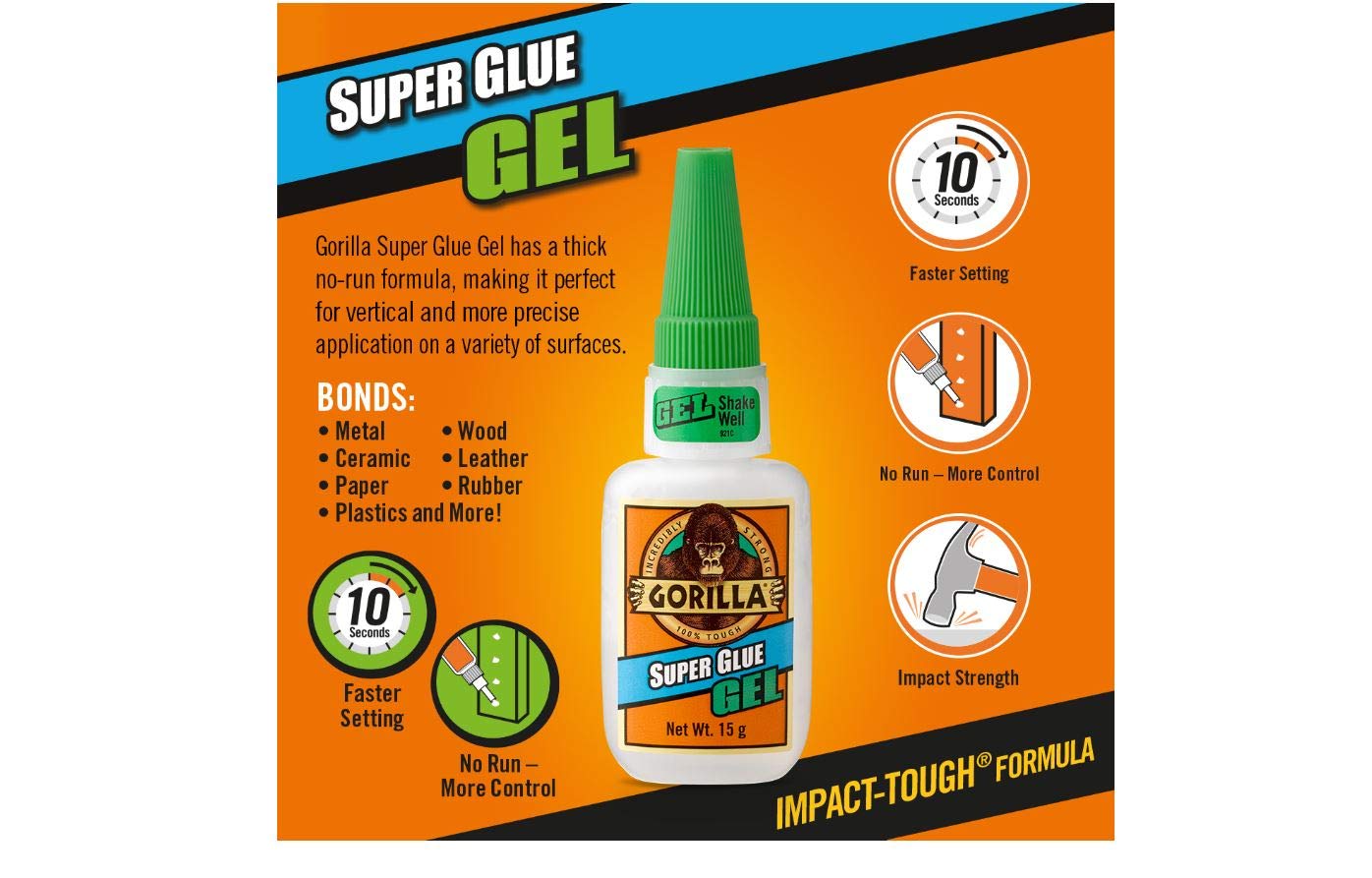 Gorilla Super Glue Gel, 15 Gram, Clear, (Pack of 1) Buy Online in UAE