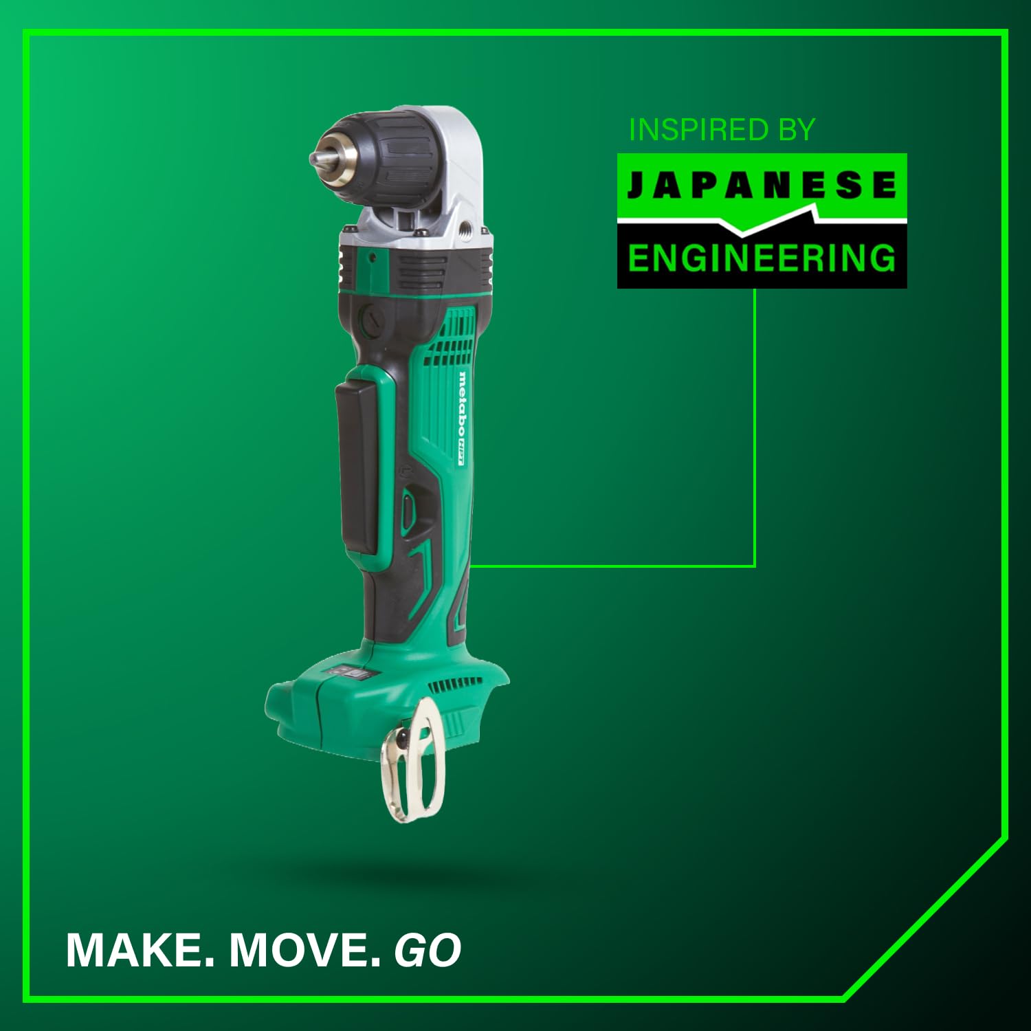 Metabo HPT 18V Lithium Ion 3/8 Inch Right Angle Drill, Keyless Chuck, Paddle Switch, Side Handle, Variable Speed, LED Light, Compact Power Drill, Tool Only, DN18DSLQ4
