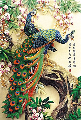 VICTORY-Jigsaw,Stained Art Jigsaw Puzzle Kids Adult Literate Jigsaw Puzzle 2000 Piece 29.941.7'' Wooden Colorful Peacock