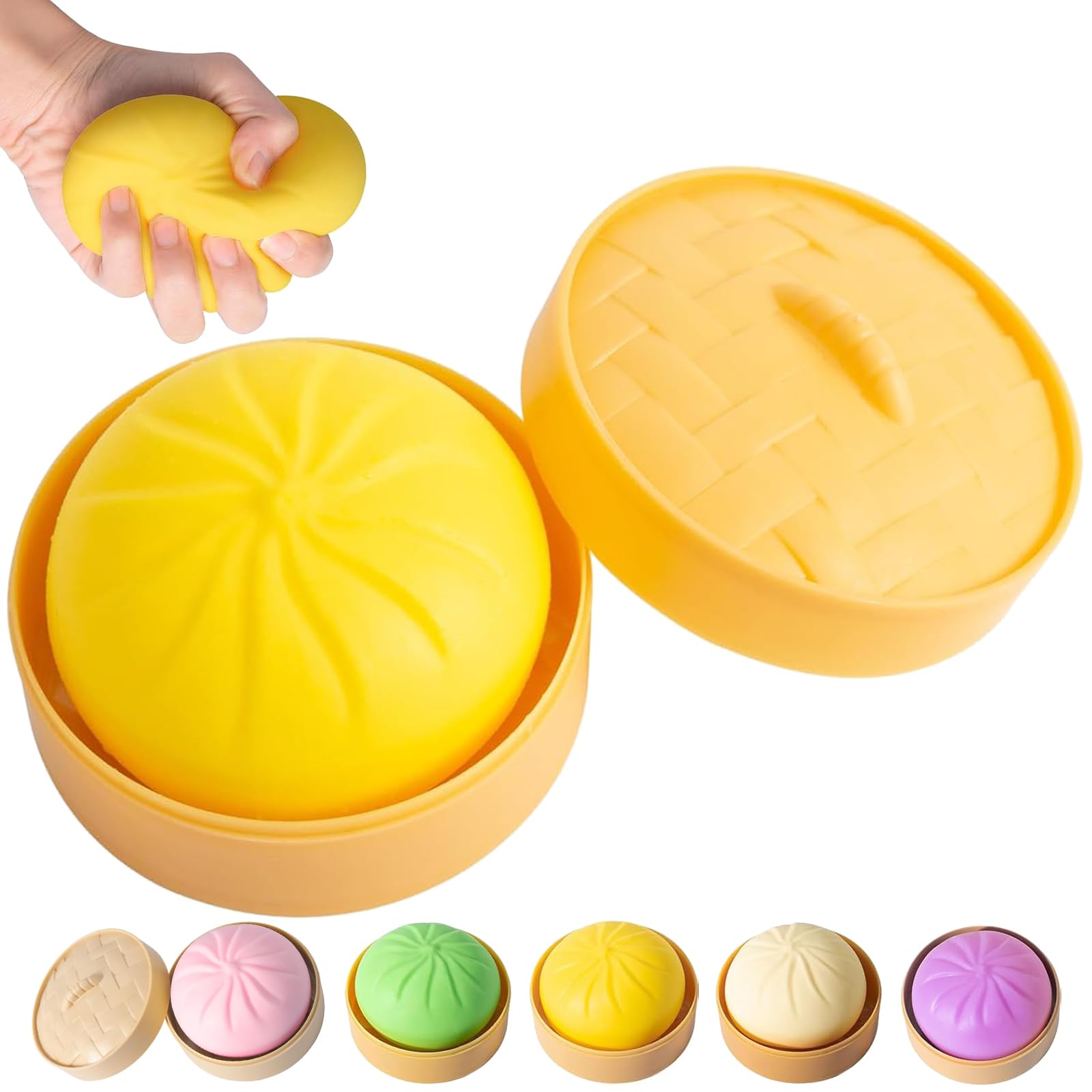 Giant Glitter Dumpling, Giant Dumpling Squishy, Rainbow Dumplings, Cute Soft Decompression Dough (Yellow)