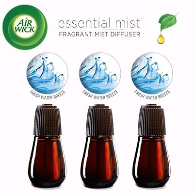 Air Wick Essential Oils Diffuser Mist Refill, Fresh Water Breeze, 3 Count, Air Freshener