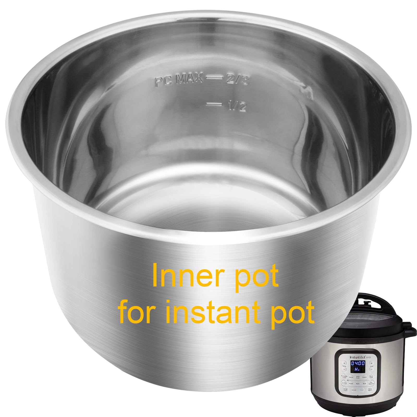 Photo 1 of Stainless Steel Inner Pot for Instant Pot 6QT, Upgrade Replacement Pot for Instant pot 6 quart, Food Grade 304 (18/8) Stainless Steel Cooking Pot with Thick Bottom, Non-Toxic (No Teflon)