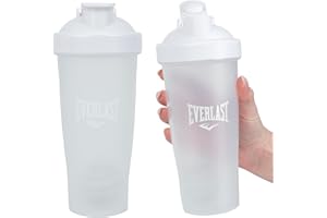 Everlast 600ML Shaker Bottle (White) - Leak Proof - Shaker Bottle with Spiral Whisk Blender Ball, BPA/DEHP-Free, Easy to Clea
