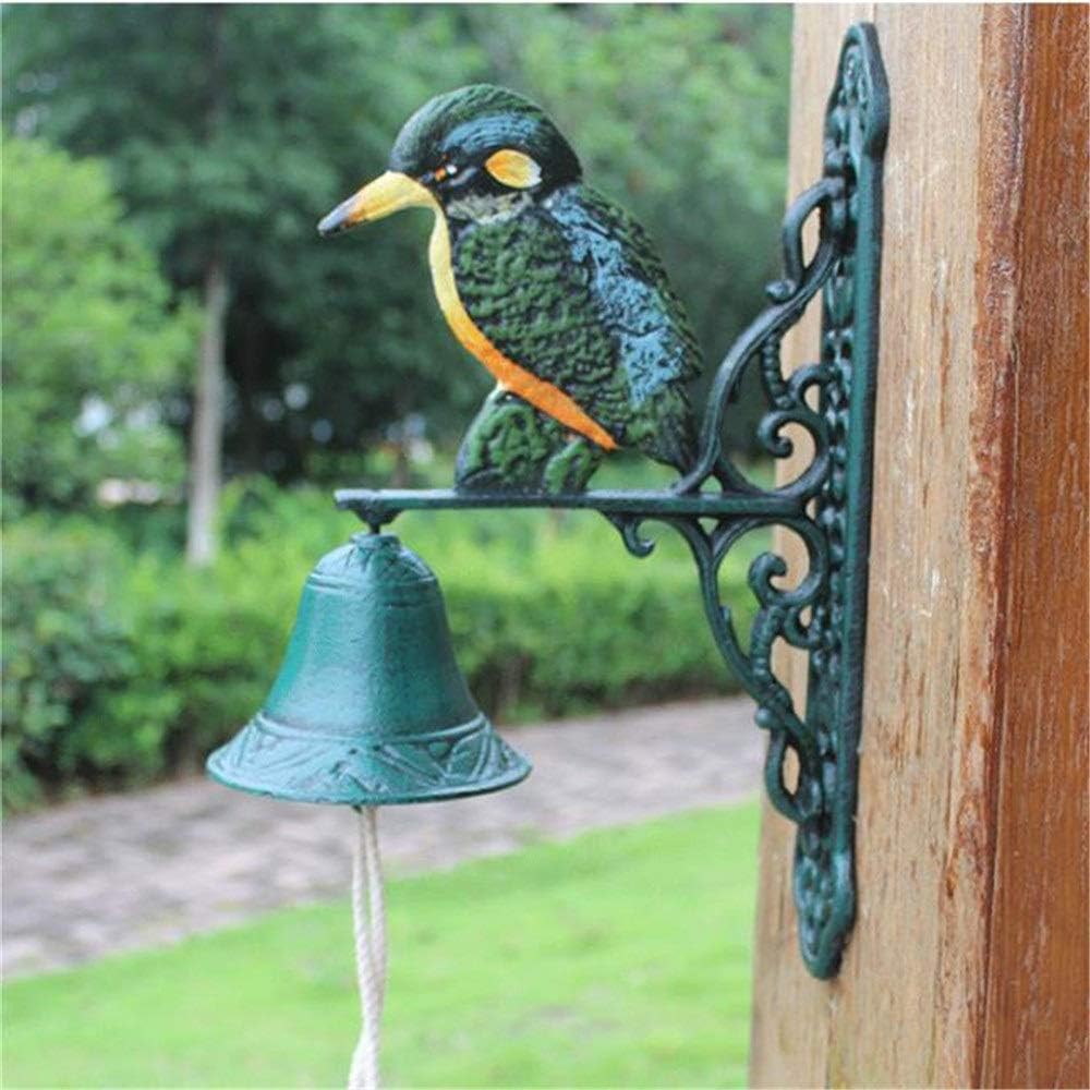Xiejuanjuan Vintage Cast Iron Rustic Dinner Bell Cast Iron Hanging Doorbell Creative Classic Dinner Bell Rustic Metal Wall Mount Door Call Bell Wind Chime Wellcome Ring Decoration for Outside House