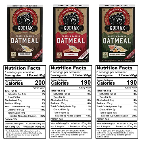 Kodiak Cakes Instant Oatmeal Packets High Protein 100 Whole Grains