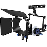 Andoer Camera Cage Kit C500 Aluminum Alloy Camera Camcorder Video Cage Rig Kit Film Making System with 15mm Rod Matte Box Follow Focus Handle Grip for Panasonic GH4 for Sony A7S/A7/A7R/A7RII/A7SII