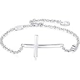 AmorAime 925 Sterling Silver Cross Bracelet for Women Christian Faith Bracelet 14K Gold Plated Bracelets Believe CZ Adjustable for Easter or Holiday
