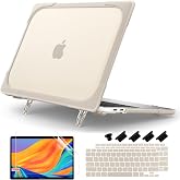 DONGKE for MacBook Air 13 Inch Case 2021 2020 2019 2018 A2337 M1 A2179 A1932 with Retina Display &amp; Touch ID, Heavy Duty Rugged Shockproof Plastic Hard Shell with Fold Kickstand - Stone