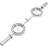 E.T.ENERGIC 47&rdquo; Chrome Steel Rotating Tricep Bar, 500LB | Eye-shape bar with 25mm knurled rotating handles, 2-inch Olympic plate fit, and cable machine compatibility